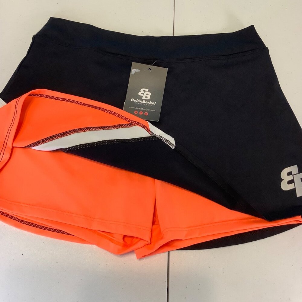 NWT Belen Berbel Women’s Tennis Pickleball Skort Large Orange Black Activewear - Picture 6 of 10